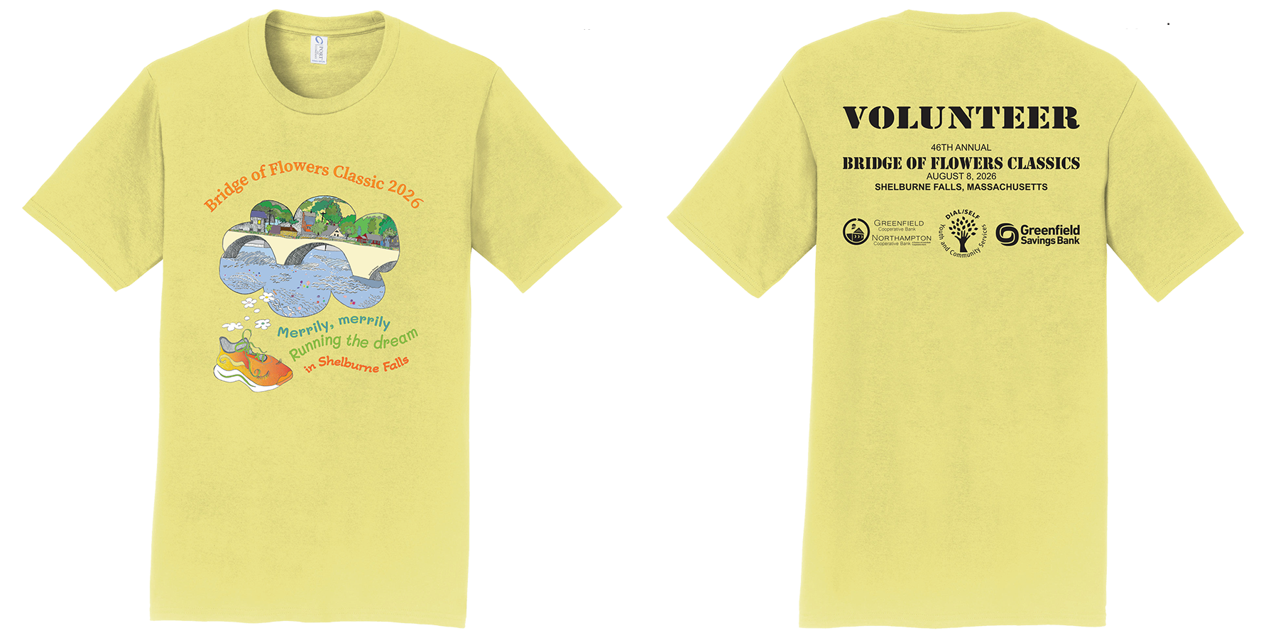 2026 Yellow Volunteer Shirt front and back designs